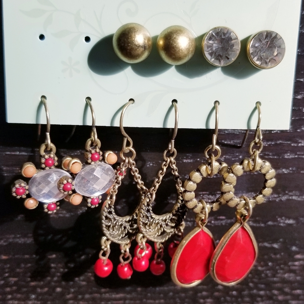Bronze Red Earring Set